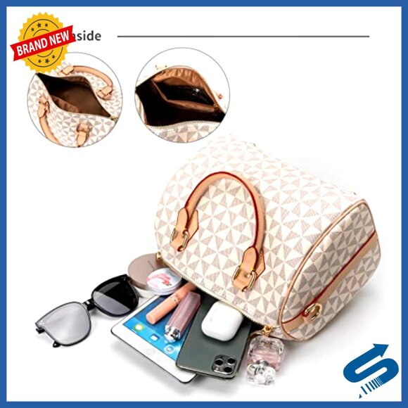 Large Vegan Leather Satchel Crossbody Bag with Multiple Pockets - Picture 6 of 7